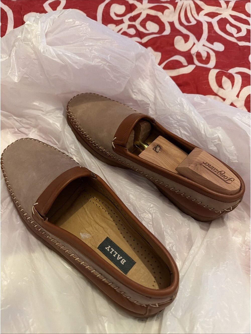 Bally Croix Moccasin Loafer Brown Leather Size 7E